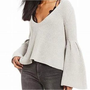 Free People Damsel bell sleeve cropped sweater